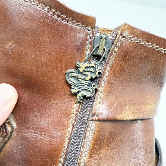 Mark Nason Brown Leather Brogue Ankle Boots Men's Size 11 Side Zip Made in Italy - Picture 10 of 12